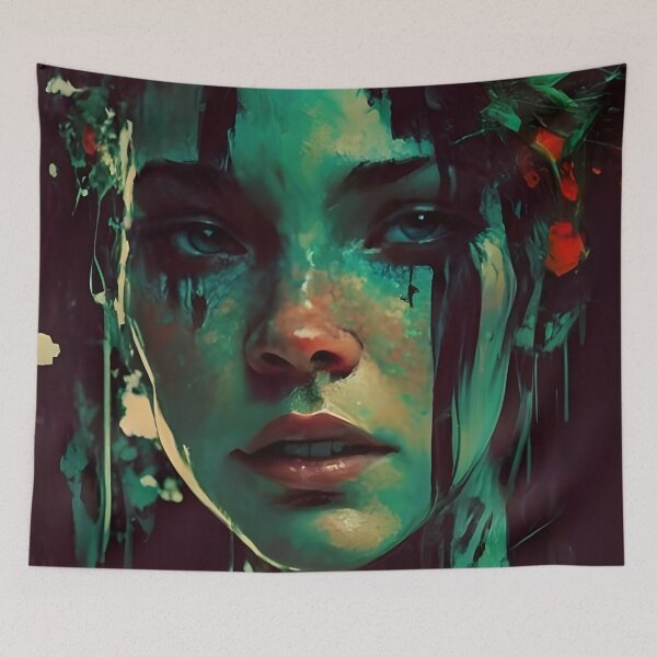 Item preview, Female's face Jeremy Mann style, cinematic, conceptual art, illustration designed and sold by MalakShams.