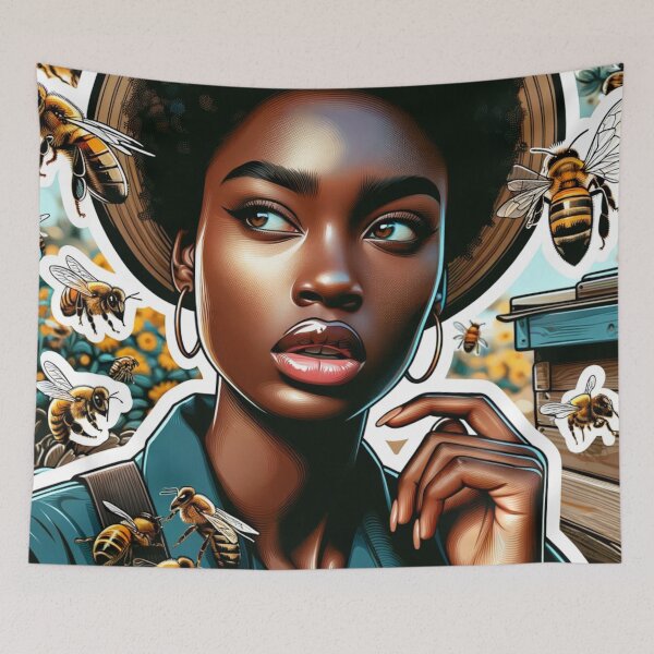 Item preview, Empowered Beekeeper: Elegance Amidst Nature's Buzzing Symphony designed and sold by JGatz.