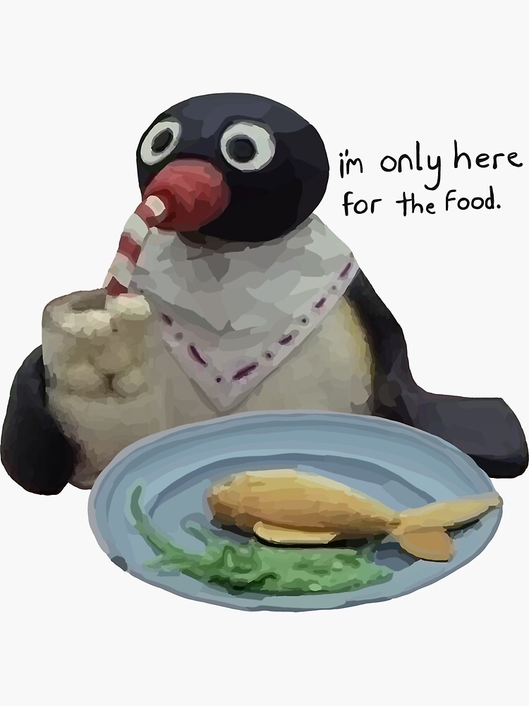 Imagen 3 de 3, Pegatina con la obra Pingu solo está aquí por la comida., diseñada y vendida por maryflo.