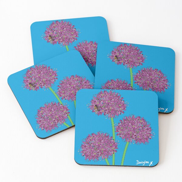 Item preview, Allium Coasters / Coaster Set with worker bee [DDH040] designed and sold by DLDesignHouse.