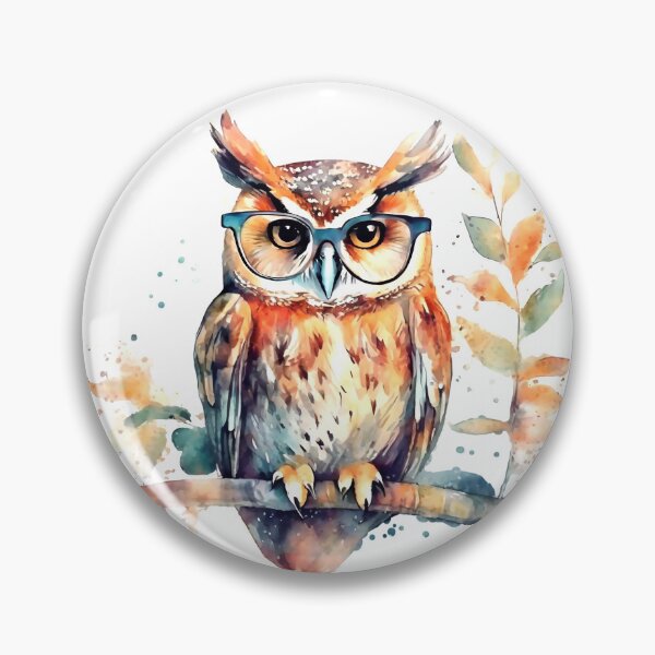 Item preview, Owl with glasses watercolor designed and sold by Motivburg.
