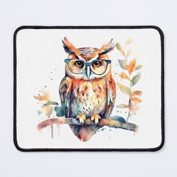 Item preview, Owl with glasses watercolor designed and sold by Motivburg.