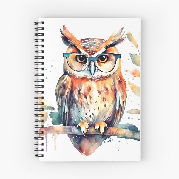 Item preview, Owl with glasses watercolor designed and sold by Motivburg.