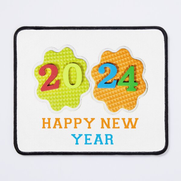 Item preview, 2024 New Year number. colorful sponge digits and design shaped saucer on colorfull background designed and sold by sigoisette.