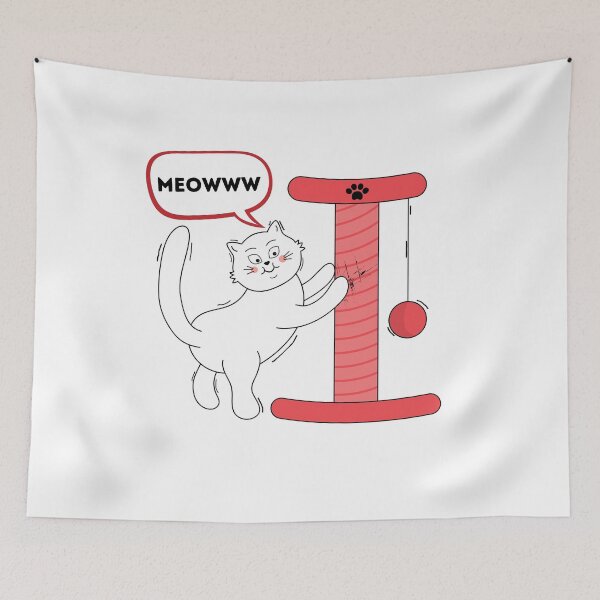 Item preview, the White cat said meowww, White cat scratching, designed and sold by Daoud9.
