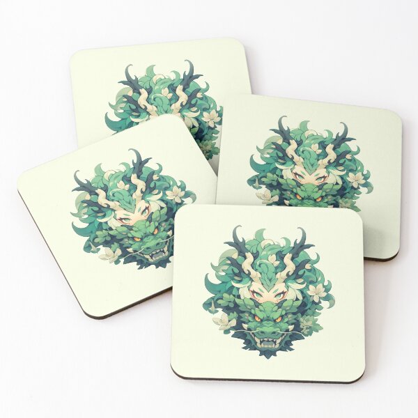 Item preview, Cute Kawaii Green Wooden Dragon Girl designed and sold by CozyKawaiiArt.