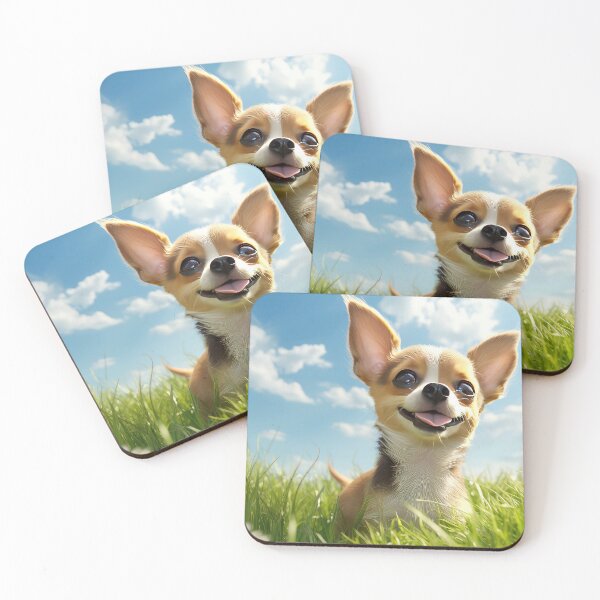 Item preview, Happy laughing chihuahua puppy on green grass designed and sold by Colibri77.