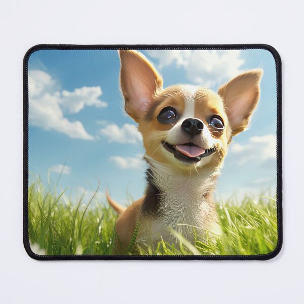 Item preview, Happy laughing chihuahua puppy on green grass designed and sold by Colibri77.