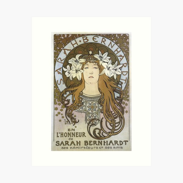 Aperçu de l'œuvre En l'Honneur de Sarah Bernhardt, d'Alphonse Mucha. (Couleurs originales) créée et vendue par MINDTHECHERRY.