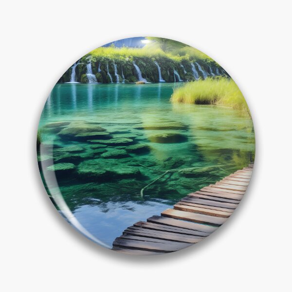 Item preview, A wooden bridge over a body of water with a waterfall designed and sold by johndesign88.