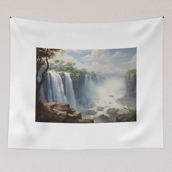 Item preview, A waterfall with trees and rocks designed and sold by johndesign88.