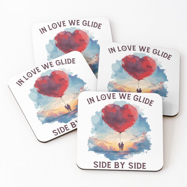 Item preview, Couple On A Heart Shaped Balloon Glides In Love Watercolor Style designed and sold by CosyTeal.