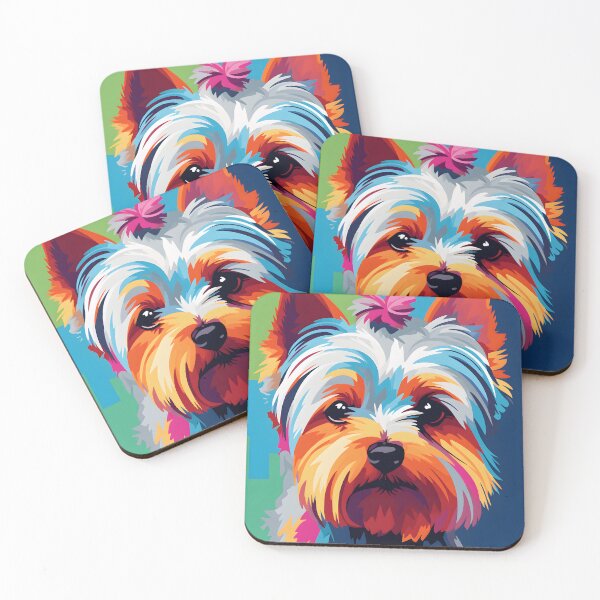Artikelvorschau, Yorkshire-Terrier-Porträtkunst. Tier bunt. Tierkissen. entworfen und verkauft von formform.