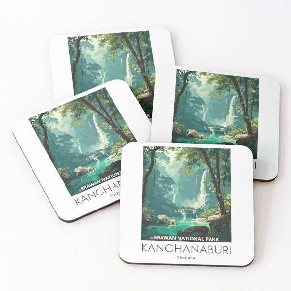 Item preview, A Vintage Travel Illustration of Erawan National Park - Thailand  designed and sold by GoodOldVintage.