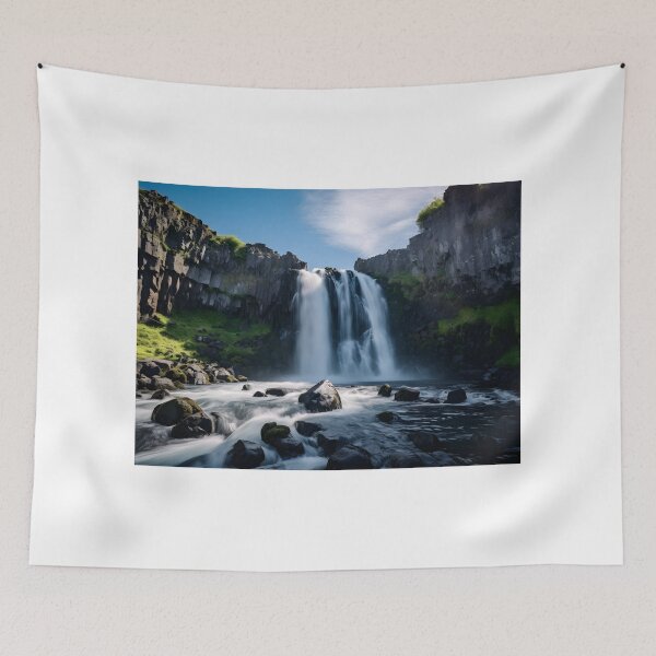 Item preview, A waterfall in a rocky area designed and sold by johndesign88.