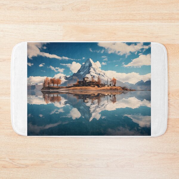 Item preview, A house on an island with trees and a mountain in the background designed and sold by johndesign88.