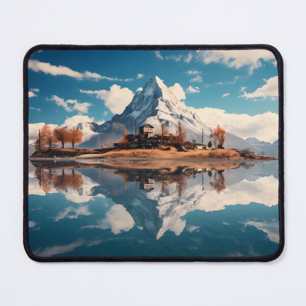 Item preview, A house on an island with trees and a mountain in the background designed and sold by johndesign88.