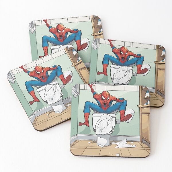Item preview, Web-Slinging Spider: Spidey web-slinger Hilarious Toilet Paper roll across the bathroom  designed and sold by SpideyUniversz.