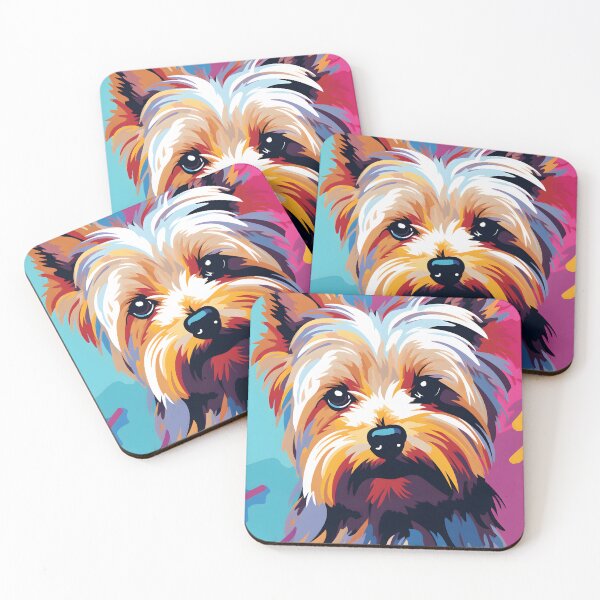 Artikelvorschau, Yorkshire-Terrier-Porträtkunst. Tier bunt. Tierkissen. entworfen und verkauft von formform.