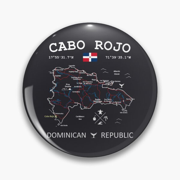 Item preview, Cabo Rojo Dominican Republic Flag Travel Map Coordinates Roads Rivers and Oceans White designed and sold by frenchsalsa.