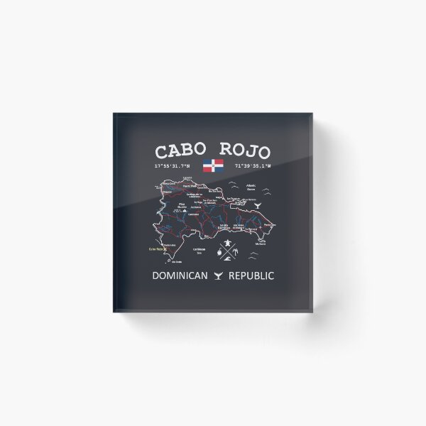 Item preview, Cabo Rojo Dominican Republic Flag Travel Map Coordinates Roads Rivers and Oceans White designed and sold by frenchsalsa.