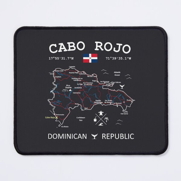 Item preview, Cabo Rojo Dominican Republic Flag Travel Map Coordinates Roads Rivers and Oceans White designed and sold by frenchsalsa.