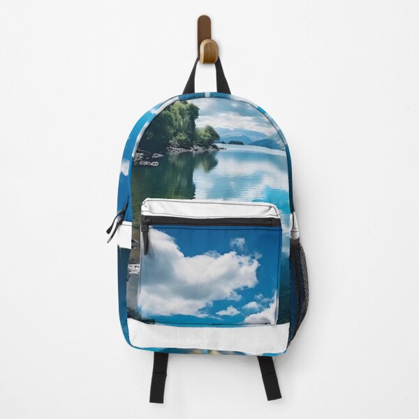 Item preview, A body of water with trees and mountains in the background designed and sold by johndesign88.