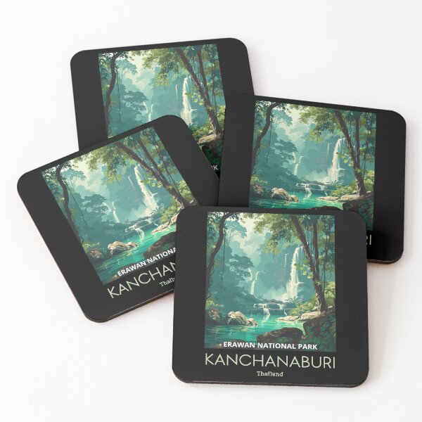 Item preview, A Vintage Travel Illustration of Erawan National Park - Thailand  designed and sold by GoodOldVintage.