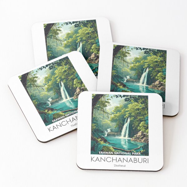 Item preview, A Vintage Travel Illustration of Erawan National Park - Thailand  designed and sold by GoodOldVintage.