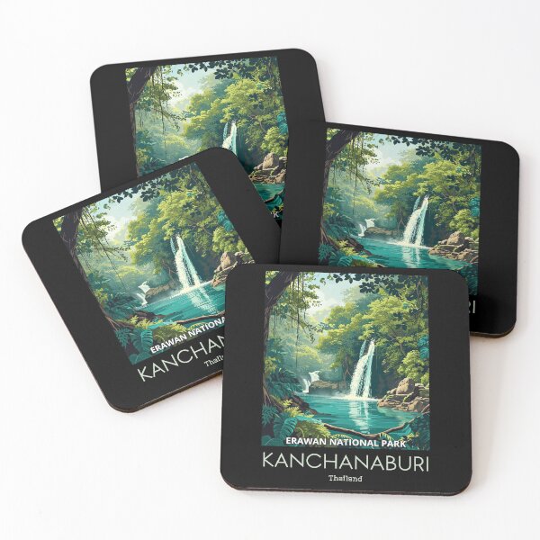 Item preview, A Vintage Travel Illustration of Erawan National Park - Thailand  designed and sold by GoodOldVintage.