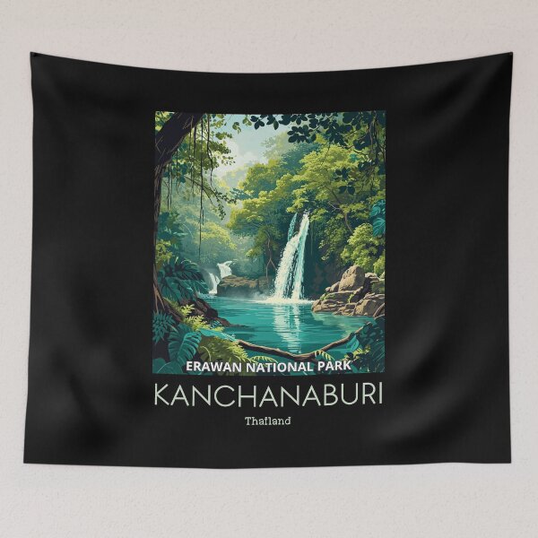 Item preview, A Vintage Travel Illustration of Erawan National Park - Thailand  designed and sold by GoodOldVintage.