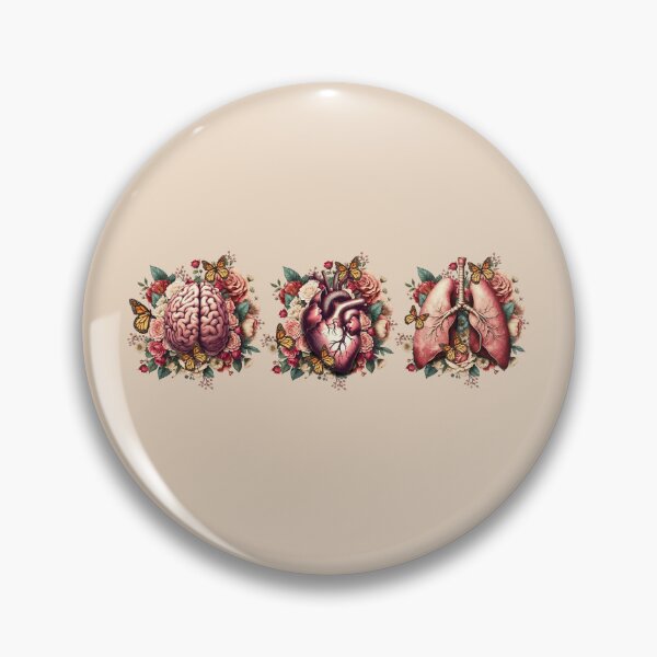 Item preview, Human organs, art with vintage anatomy floral and butterflies, botany, heart, lungs and brain with floral designed and sold by Collagedream.