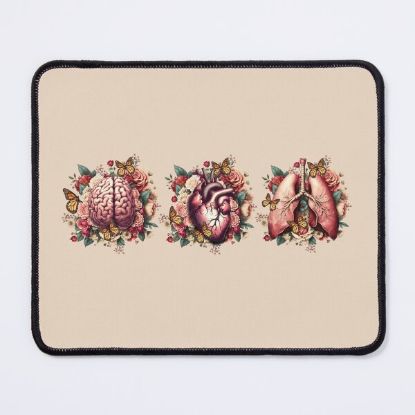 Item preview, Human organs, art with vintage anatomy floral and butterflies, botany, heart, lungs and brain with floral designed and sold by Collagedream.