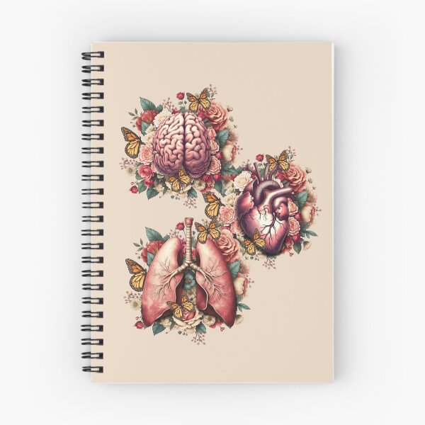 Item preview, Human organs, art with vintage anatomy floral and butterflies, botany, heart, lungs and brain with floral designed and sold by Collagedream.