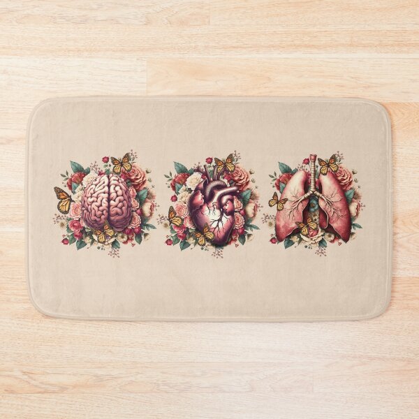 Item preview, Human organs, art with vintage anatomy floral and butterflies, botany, heart, lungs and brain with floral designed and sold by Collagedream.
