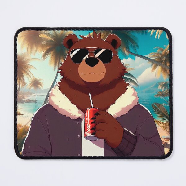 Item preview, Bear drinking soda on the beach designed and sold by Unicorn-Geek.