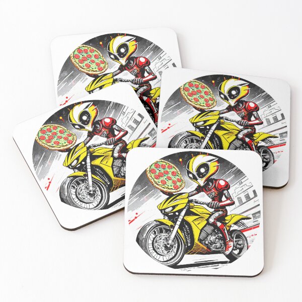 Item preview, Alien on a motorcycle delivering a tasty pepperoni pizza  designed and sold by BADESIGNZZ.
