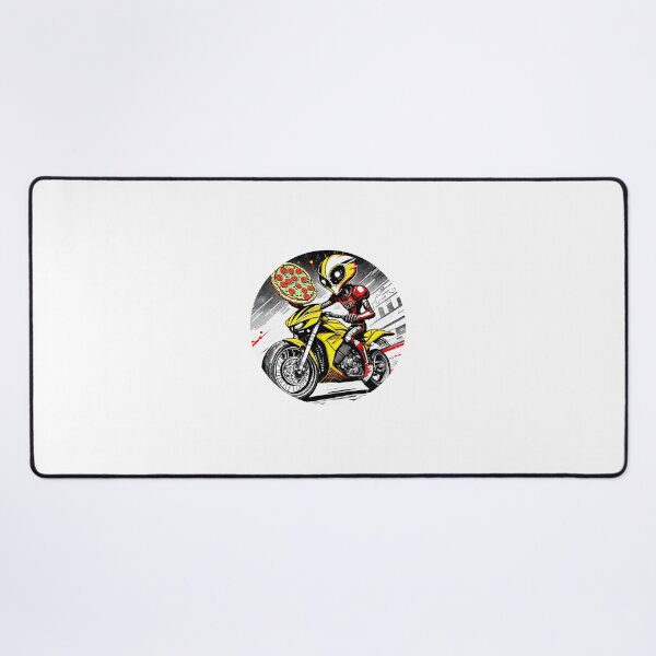 Item preview, Alien on a motorcycle delivering a tasty pepperoni pizza designed and sold by BADESIGNZZ.