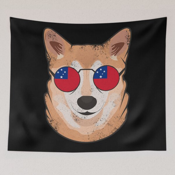 Item preview, Vintage Patriotic Shiba Inu Samoan Flag designed and sold by feether-store.