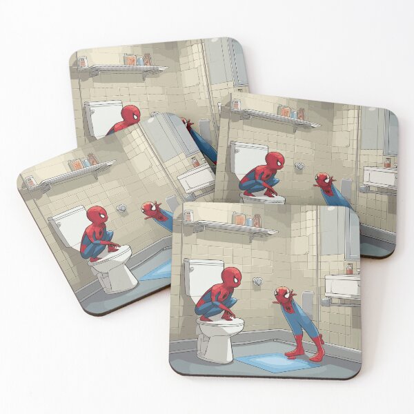 Item preview, Web-Slinging Spiders: Two Spidey web-slinger Hilarious Toilet Paper roll across the bathroom  designed and sold by SpideyUniversz.