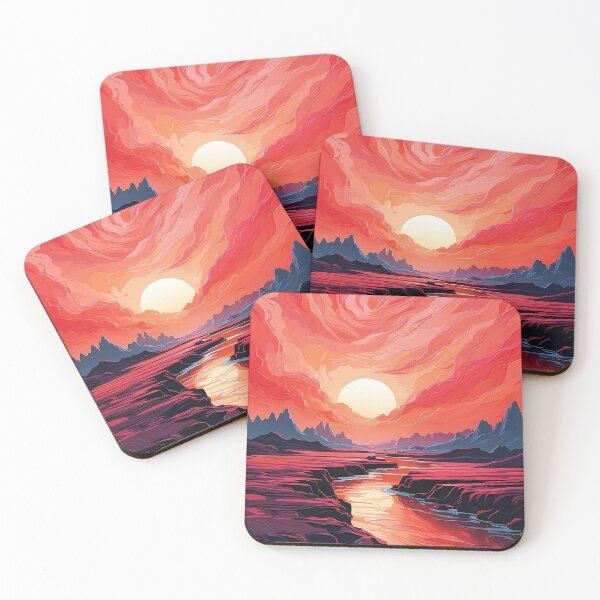 Item preview, Crimson Swirl: Sunset Majesty Over Tranquil Waters designed and sold by ArtComixHaven.