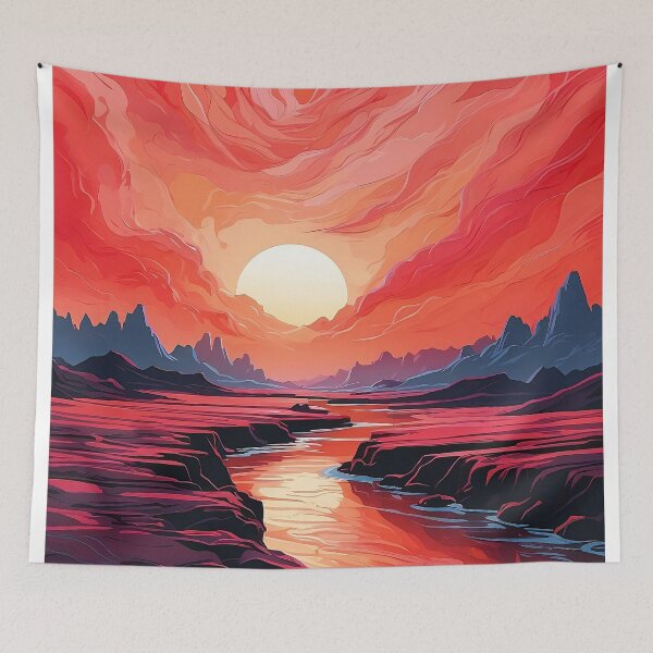 Item preview, Crimson Swirl: Sunset Majesty Over Tranquil Waters designed and sold by ArtComixHaven.