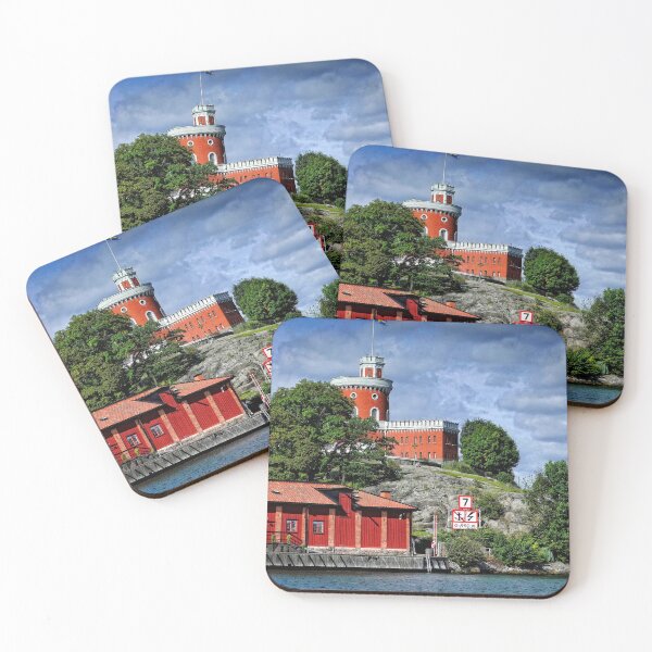 Item preview, Red buildings in Stockholm 2 Kastellet designed and sold by RosRidleyPhoto.