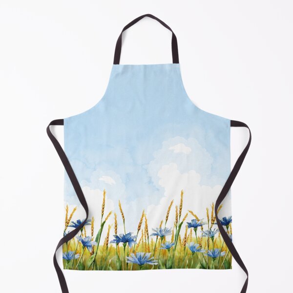 Item preview, Flowery Cornfield, Watercolor Blue Sky, Blue Cornflowers designed and sold by EMMonovi.