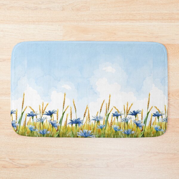 Item preview, Flowery Cornfield, Watercolor Blue Sky, Blue Cornflowers designed and sold by EMMonovi.
