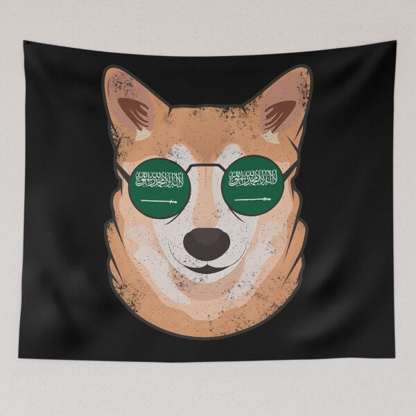 Item preview, Vintage Patriotic Shiba Inu Saudi Flag designed and sold by feether-store.