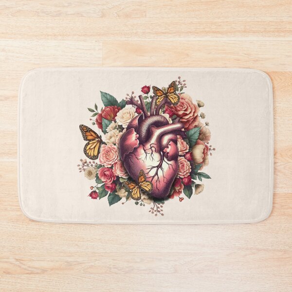 Item preview, Anantomy Heart watercolor, floral human heart illustration art, flowers, roses, butterflies and floral anatomy art designed and sold by Collagedream.