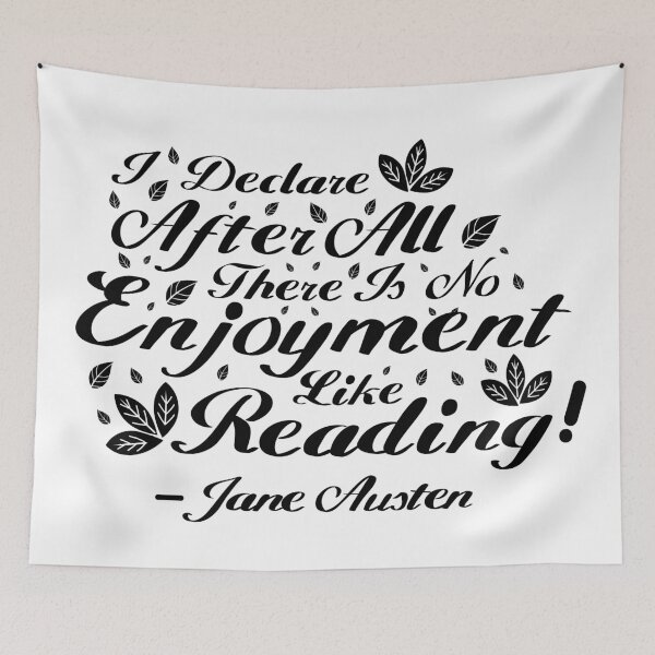 Item preview, Black and White Jane Austen Reading Quote Design designed and sold by MariOyama.