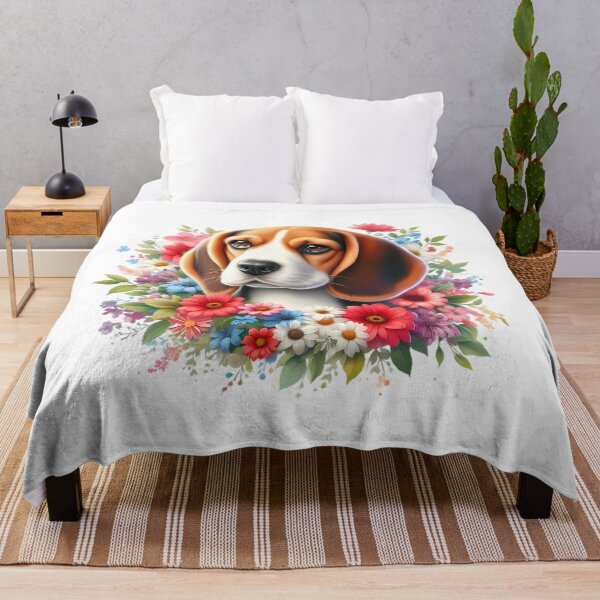 Artikelvorschau, Ein Beagle mit schönen bunten Blumen entworfen und verkauft von CreativeSparkzz.