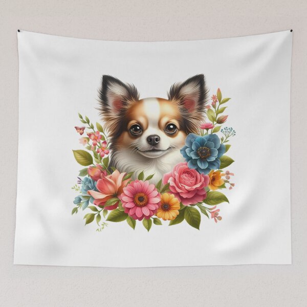 Item preview, A Chihuahua with beautiful colorful flowers designed and sold by CreativeSparkzz.